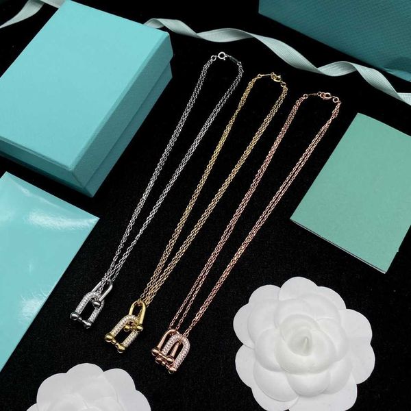 designer new tiffay's new horseshoe full diamond double layer necklace with light luxury and tiffay pendant live broadcast, Silver
designer new tiffay's new horseshoe full diamond double layer necklace with light luxury and tiffay pendant live broadcast, Silver