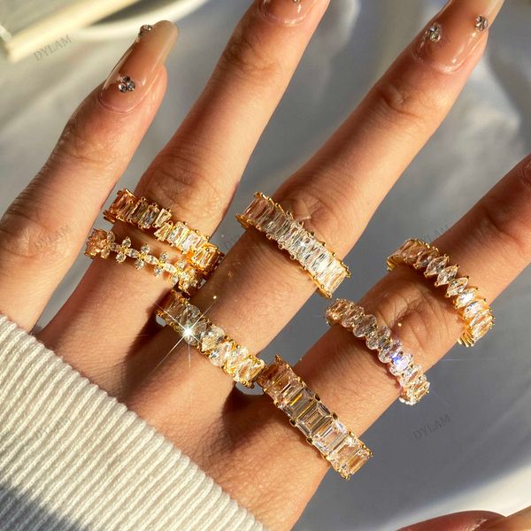 band rings non tarnish square cz cubic zirconia eternity band diamond ring stackable engagement wedding 18k gold plated rings jewelry women, Silver
band rings non tarnish square cz cubic zirconia eternity band diamond ring stackable engagement wedding 18k gold plated rings jewelry women, Silver
