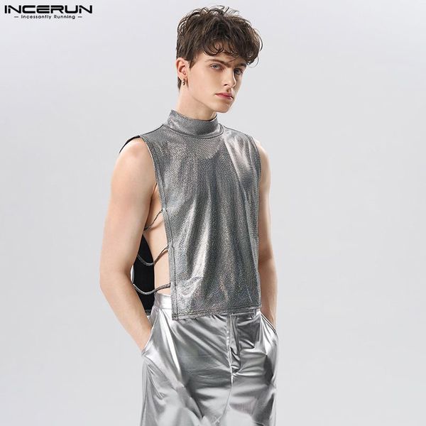 men' tank incerun 2023 american style mens shiny fabric vests casual gatherings male small high collar sleeveless waistcoat 5xl 230, White;black
men' tank incerun 2023 american style mens shiny fabric vests casual gatherings male small high collar sleeveless waistcoat 5xl 230, White;black