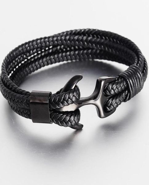 men039s titanium steel bracelet black personality leather woven anchor rope for men gift charm bracelets2412764, Golden;silver
men039s titanium steel bracelet black personality leather woven anchor rope for men gift charm bracelets2412764, Golden;silver