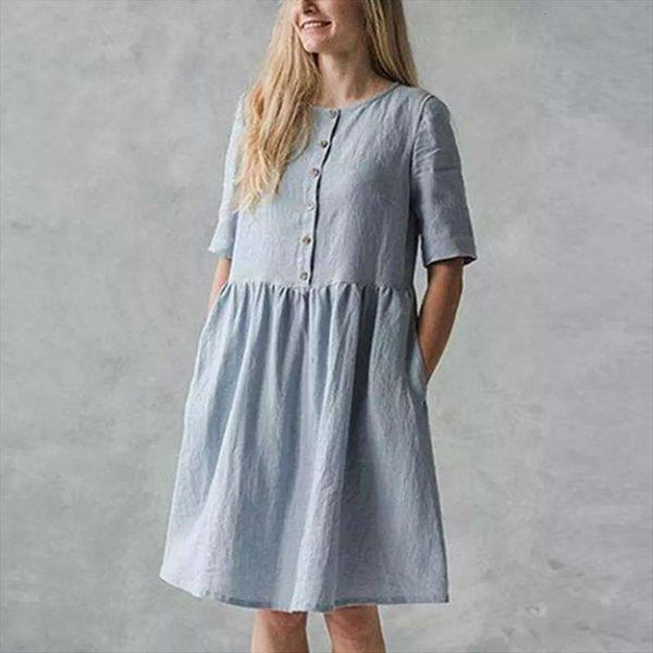 womens fashion casual solid color round neck pocket button short sleeve cotton and linen dress, Black;gray
womens fashion casual solid color round neck pocket button short sleeve cotton and linen dress, Black;gray