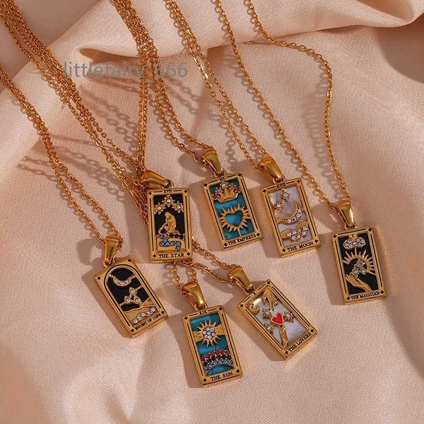 trendy square colorful enamel zircon tarot cards pendant necklace 18k gold plated stainless steel necklaces for women, Silver
trendy square colorful enamel zircon tarot cards pendant necklace 18k gold plated stainless steel necklaces for women, Silver