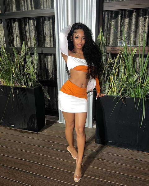 2023ins new summer fashion splice two piece knitted hip wrap, White;black 
2023ins new summer fashion splice two piece knitted hip wrap, White;black