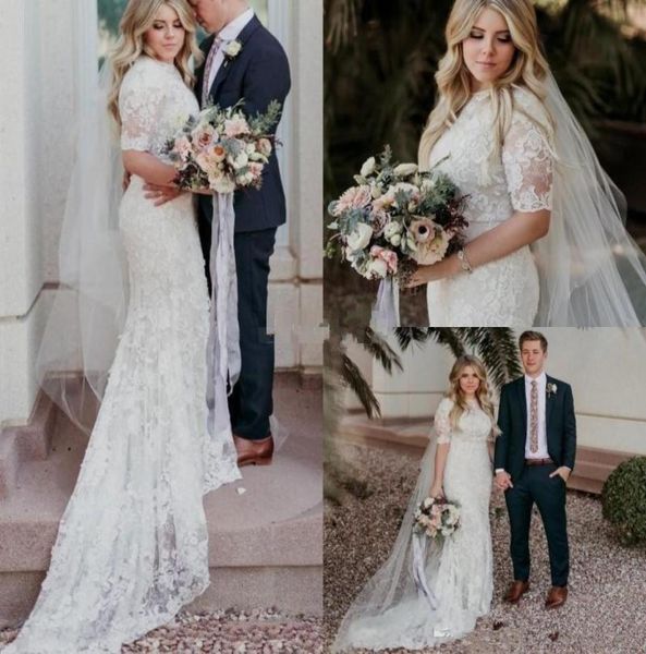 country mermaid wedding dresses 2019 modest jewel short sleeves sweep train bridal gowns lace applique plus size beach garden wedd1312813, White
country mermaid wedding dresses 2019 modest jewel short sleeves sweep train bridal gowns lace applique plus size beach garden wedd1312813, White