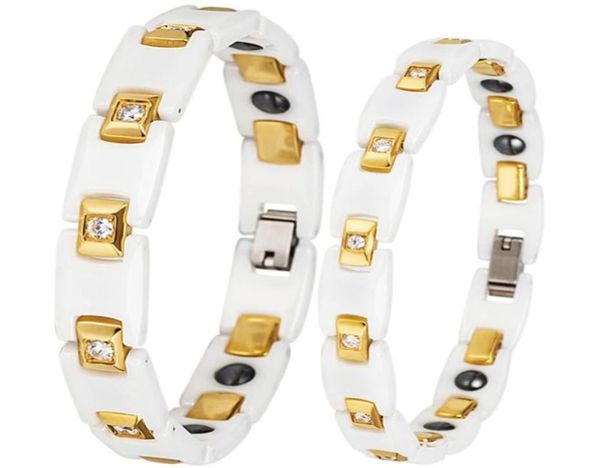 white ceramic couple bracelet bangle for women men fashion charms magnetic health care bracelets stainless steel cz jewelry gift l1420650, Black
white ceramic couple bracelet bangle for women men fashion charms magnetic health care bracelets stainless steel cz jewelry gift l1420650, Black
