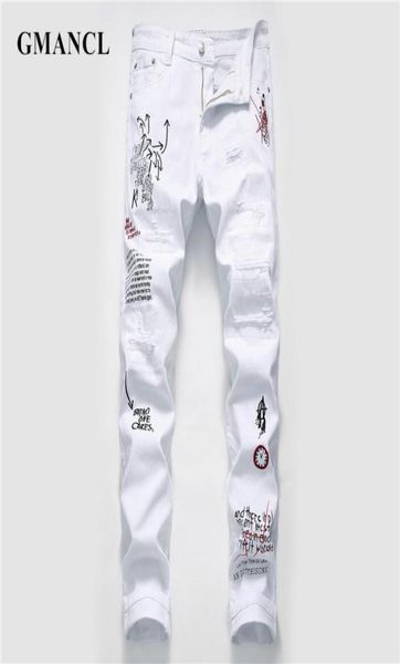 new men streetwear personality ripped printed white skinny jeans hip hop punk casual motorcycle stretch denim jeans trousers cx2006111186, Blue
new men streetwear personality ripped printed white skinny jeans hip hop punk casual motorcycle stretch denim jeans trousers cx2006111186, Blue