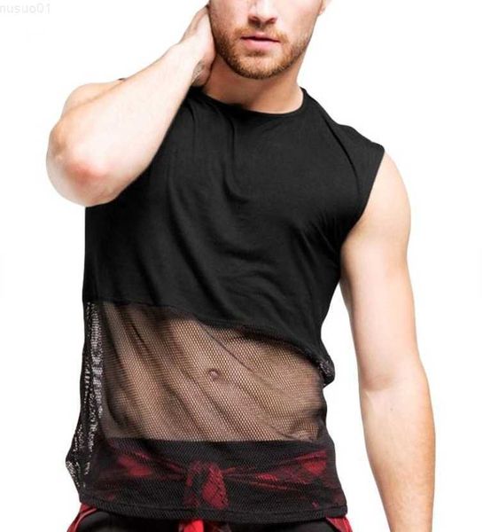 men' tank men patchwork hollow perspective t-shirt vest sleeveless round neck fashion tank 2023 summer new black vest streetwear l23, White;black
men' tank men patchwork hollow perspective t-shirt vest sleeveless round neck fashion tank 2023 summer new black vest streetwear l23, White;black