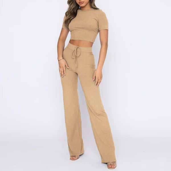 women s two piece pant casual shirt set solid color ladies cropped tank high waist short sleeve navel exposed vacation outfit 230715, White
women s two piece pant casual shirt set solid color ladies cropped tank high waist short sleeve navel exposed vacation outfit 230715, White