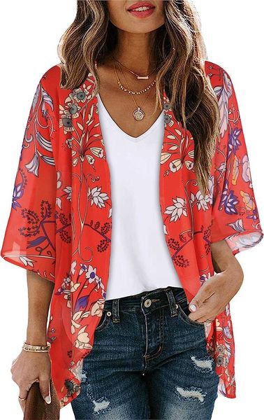 women's t-shirt women's floral printed bubble sleeved kimono cardigan loose cover casual shirt top, White
women's t-shirt women's floral printed bubble sleeved kimono cardigan loose cover casual shirt top, White