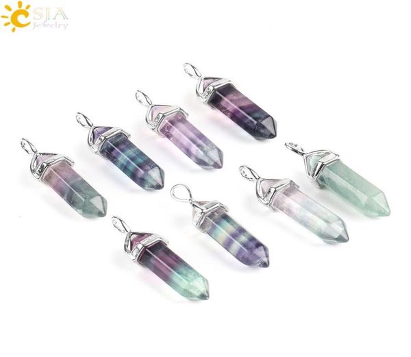 csja fluorite necklace pendant natural gemstone bullet hexagonal point pendulum column reiki healing chakra jewelry for men wo9347767, Silver
csja fluorite necklace pendant natural gemstone bullet hexagonal point pendulum column reiki healing chakra jewelry for men wo9347767, Silver