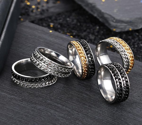 double rotatable chains rings for men 8mm stainless steel spin band ring hip hop fashion jewelry maxi statement2006168, Silver
double rotatable chains rings for men 8mm stainless steel spin band ring hip hop fashion jewelry maxi statement2006168, Silver