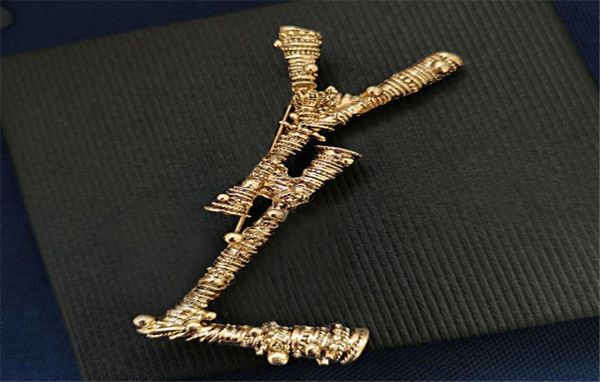 luxury fashion designer men womens brooch pins brand gold letter brooch pin suit dress pins for lady specifications designer jewel7302819, Gray