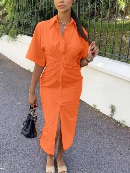 urban dresses short sleeve midi dres fashion orange lapel single breasted shirt summer chic female solid streetwear 230714, White;black
urban dresses short sleeve midi dres fashion orange lapel single breasted shirt summer chic female solid streetwear 230714, White;black
