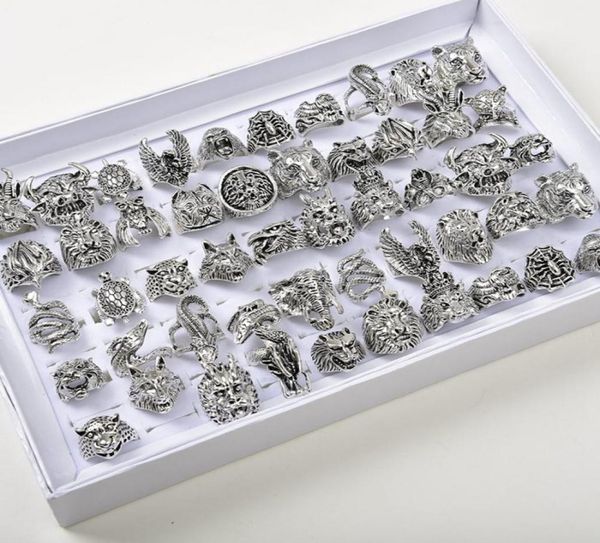 50pcslots animal rings vintage punk gothic mix dragon wolf tiger dog lion owl mix style metal jewelry for men women5556806, Golden;silver
50pcslots animal rings vintage punk gothic mix dragon wolf tiger dog lion owl mix style metal jewelry for men women5556806, Golden;silver