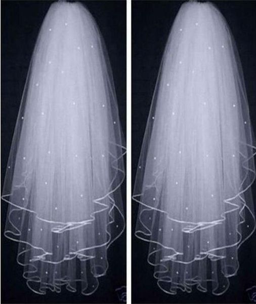 white ivory wedding veils threelayers tulle ribbon pearls beads with comb velos de novia bridal hair accessories 5002244, Black
white ivory wedding veils threelayers tulle ribbon pearls beads with comb velos de novia bridal hair accessories 5002244, Black