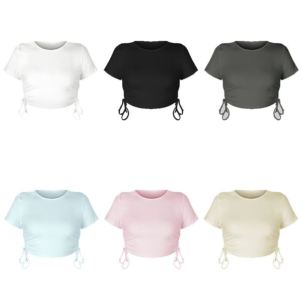 summer exposed navel women short sleeve tees crop t-shirts luxury designer solid color tees, White
summer exposed navel women short sleeve tees crop t-shirts luxury designer solid color tees, White
