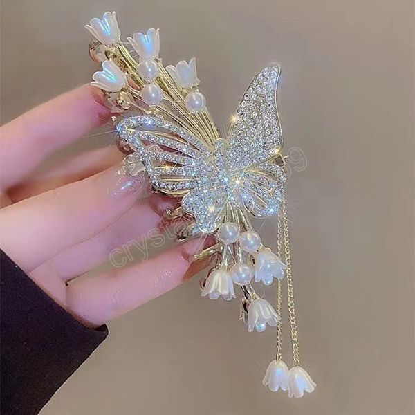 luxury butterfly tassel hair clips for women rhinestones pearl flower hair claws for girls elegant temperament hair accessoires, Slivery;white
luxury butterfly tassel hair clips for women rhinestones pearl flower hair claws for girls elegant temperament hair accessoires, Slivery;white