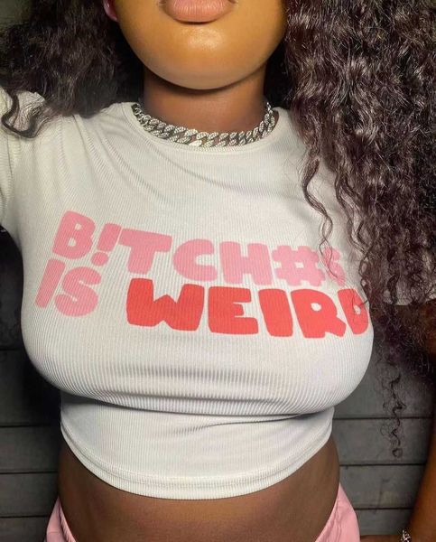 summer new alphabet print women's slim short round neck short sleeve t-shirt crop top, White
summer new alphabet print women's slim short round neck short sleeve t-shirt crop top, White
