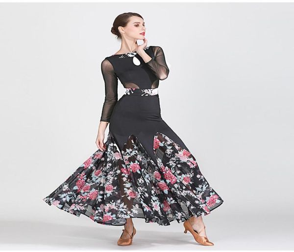 new ballroom dance dress ladies modern waltz standard competition dance dress black mesh stitiching long sleeve flower print7171601, Black;red
new ballroom dance dress ladies modern waltz standard competition dance dress black mesh stitiching long sleeve flower print7171601, Black;red