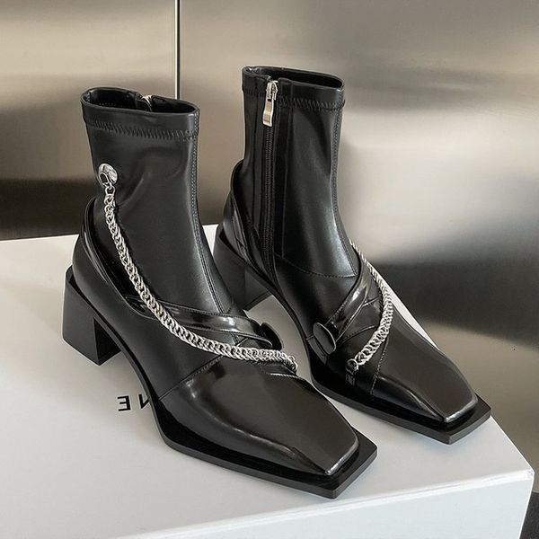 boot 's leather chain nude 2023 chunky square toe high heels fashion designer elegant heeled 230714, Black
boot 's leather chain nude 2023 chunky square toe high heels fashion designer elegant heeled 230714, Black