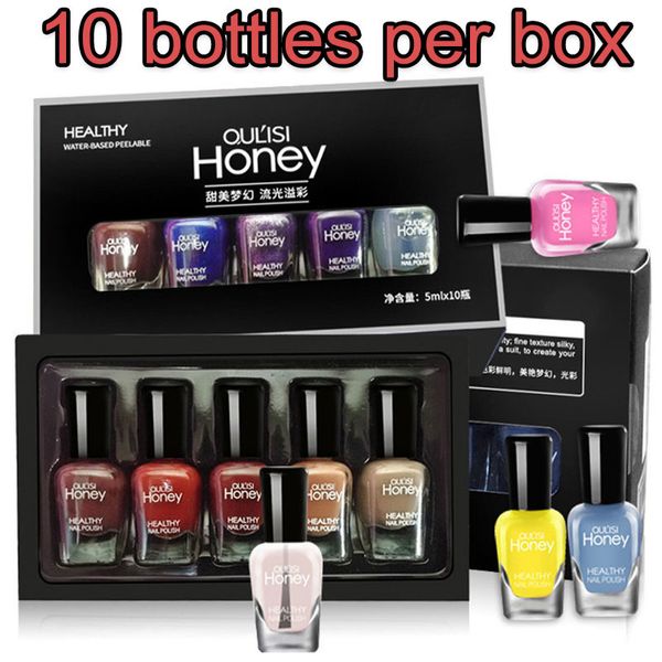 

5ml*10 Bottled Family Set Quick-drying No-bake Peelable and Tearable Water-based Beginner Polish Nail Ink 230715, Pink