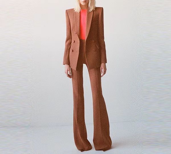 high-quality office lady suits double breasted blazer and flare pants, White;black
high-quality office lady suits double breasted blazer and flare pants, White;black