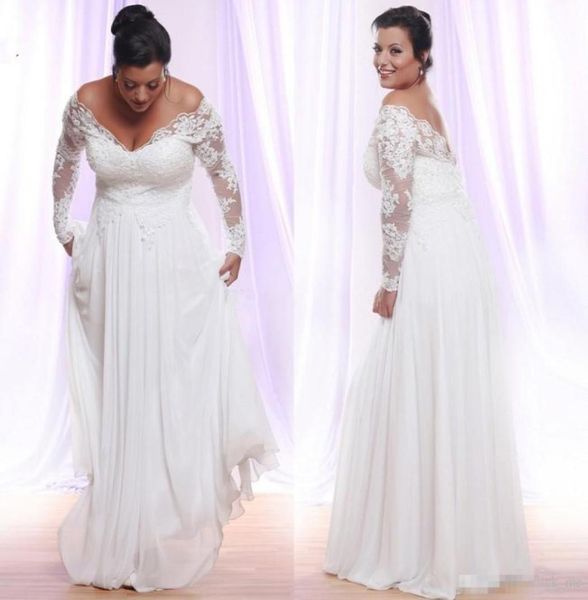 long sleeves plus size wedding dresses with deep vneck applique beach country wedding gowns off the shoulder bridal gowns vestido8346673, White
long sleeves plus size wedding dresses with deep vneck applique beach country wedding gowns off the shoulder bridal gowns vestido8346673, White