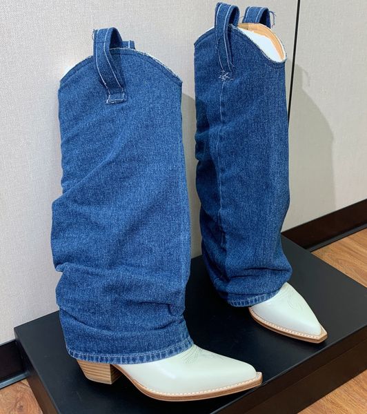 fashion boots designer women platform irregular pleated denim shoes quality walk show roman motorcycle boots, Black
fashion boots designer women platform irregular pleated denim shoes quality walk show roman motorcycle boots, Black