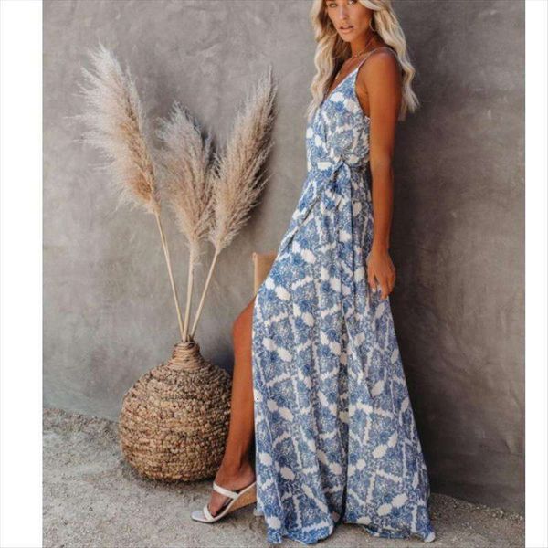 summer strap dress printed backless for women, Black;gray