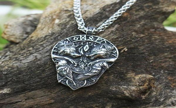 1pcs stainless steel two raven sigil pendant two wolves tree of life and norse vegvisir jewelry viking men necklace6690943, Silver
1pcs stainless steel two raven sigil pendant two wolves tree of life and norse vegvisir jewelry viking men necklace6690943, Silver