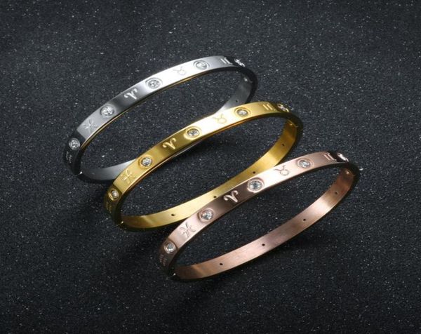 bangle luxury 12 constellation bracelet women stainless steel lover bangles for men female fashion crystal wedding couple jewelry 4736259, Black
bangle luxury 12 constellation bracelet women stainless steel lover bangles for men female fashion crystal wedding couple jewelry 4736259, Black