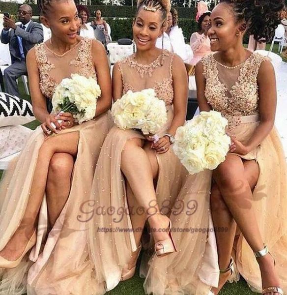 blush pink split long bridesmaids dresses 2019 sheer neck with pearls beaded maid of honor gowns appliques lace country wedding gu9856171, White;pink
blush pink split long bridesmaids dresses 2019 sheer neck with pearls beaded maid of honor gowns appliques lace country wedding gu9856171, White;pink