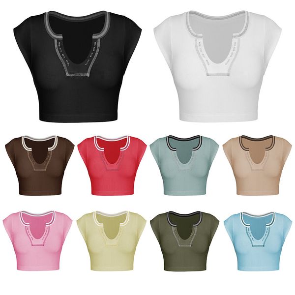 summer v-neck women short sleeve tees crop t-shirts luxury designer solid color tees, White
summer v-neck women short sleeve tees crop t-shirts luxury designer solid color tees, White