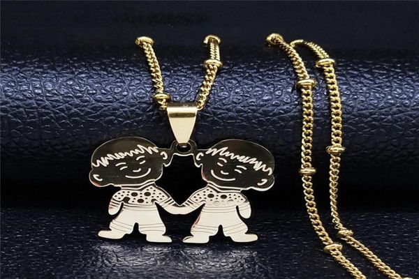 pendant necklaces 2021 fashion stainless steel two boys family necklace for women gold color chain jewelry acero inoxidable joyeri6068799, Silver
pendant necklaces 2021 fashion stainless steel two boys family necklace for women gold color chain jewelry acero inoxidable joyeri6068799, Silver