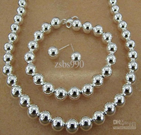 plated 925 sterling silver 6mm bead chain necklace bracelet stud earrings fashion jewelry set 5setlot6572054, Black
plated 925 sterling silver 6mm bead chain necklace bracelet stud earrings fashion jewelry set 5setlot6572054, Black