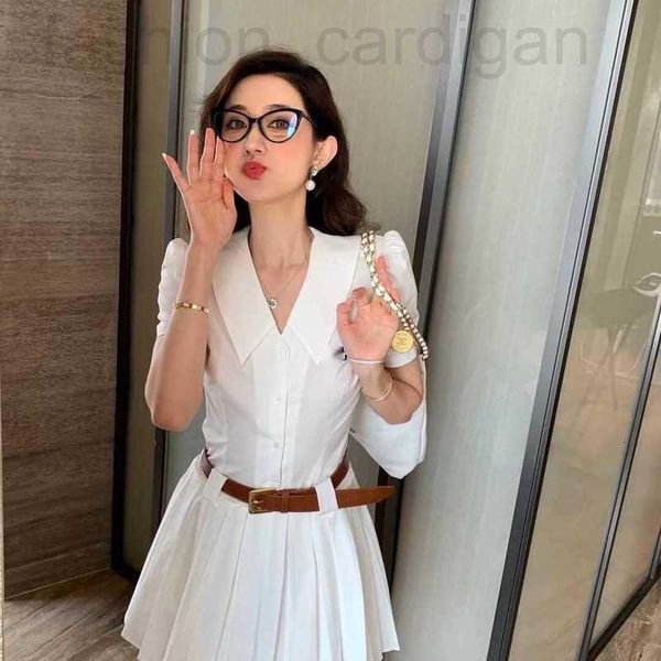 basic & casual dresses designer miu shirt skirt summer new style small v lapel embroidery letter gold buckle belt decoration hundred pleated, Black;gray
basic & casual dresses designer miu shirt skirt summer new style small v lapel embroidery letter gold buckle belt decoration hundred pleated, Black;gray