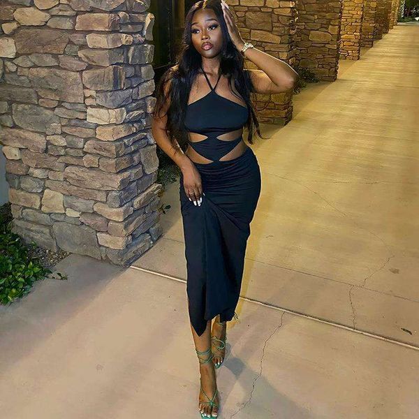 summer girl solid color sleeveless hollow backless irregular halter dress for women, Black;gray
summer girl solid color sleeveless hollow backless irregular halter dress for women, Black;gray