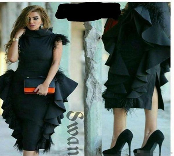 2019 high neck feather on shoulder evening dresses ruffles black peplum tea length formal arabic prom party dresses custom made4098603, Black;red
2019 high neck feather on shoulder evening dresses ruffles black peplum tea length formal arabic prom party dresses custom made4098603, Black;red