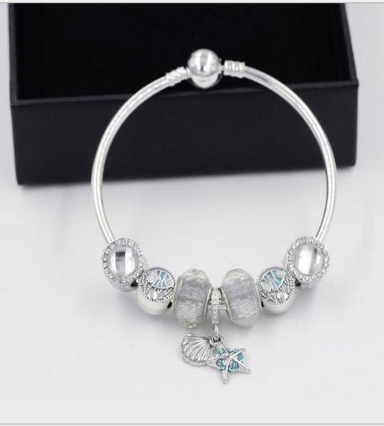 925 sterling silver bead charm silver foil murano glass beads ocean starfish pendant fits european charms bracelets safety chain j1489326, Golden;silver
925 sterling silver bead charm silver foil murano glass beads ocean starfish pendant fits european charms bracelets safety chain j1489326, Golden;silver