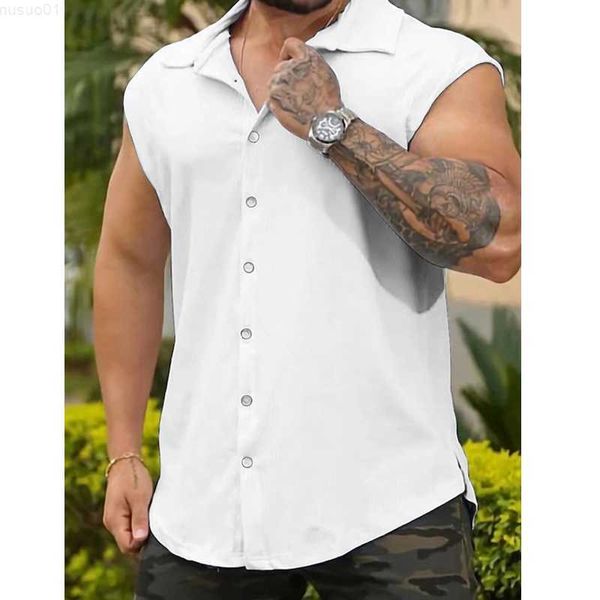 men's casual shirts casual loose sleeveless vest shirts men summer fashion buttoned turn-down collar solid color tank mens clothes str, White;black
men's casual shirts casual loose sleeveless vest shirts men summer fashion buttoned turn-down collar solid color tank mens clothes str, White;black