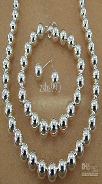 plated 925 sterling silver 6mm bead chain necklace bracelet stud earrings fashion jewelry set 5setlot6337492, Black
plated 925 sterling silver 6mm bead chain necklace bracelet stud earrings fashion jewelry set 5setlot6337492, Black