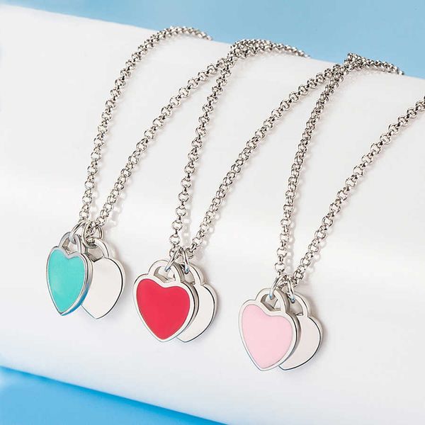 designer new tiffay love necklace female titanium steel enamel double heart pendant collar chain blue pink light luxury simple ornament, Silver
designer new tiffay love necklace female titanium steel enamel double heart pendant collar chain blue pink light luxury simple ornament, Silver