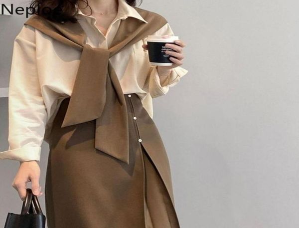 work dresses neploe korean two piece set women fake shawl loose shirt high waist sli fit split skirts temperament suit 2 pcs7460899, White;black
work dresses neploe korean two piece set women fake shawl loose shirt high waist sli fit split skirts temperament suit 2 pcs7460899, White;black
