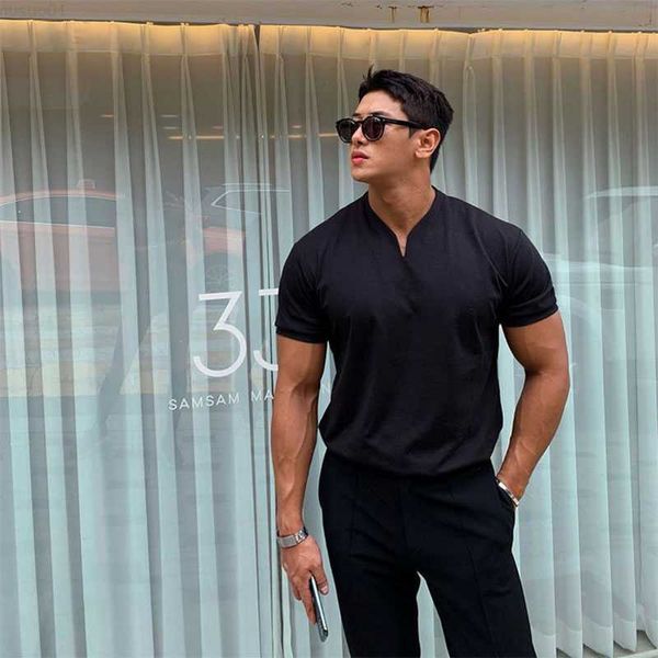 men's t-shirts 2022 men gentlemans business short sleeve fitness t-shirt v neck short sleeve men t shirt slim fit t-shirt men skinny ca, White;black
men's t-shirts 2022 men gentlemans business short sleeve fitness t-shirt v neck short sleeve men t shirt slim fit t-shirt men skinny ca, White;black