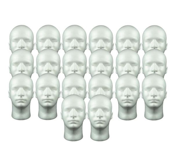 20x male styrofoam mannequin head display model manikin head for wig glasses5866487, White
20x male styrofoam mannequin head display model manikin head for wig glasses5866487, White