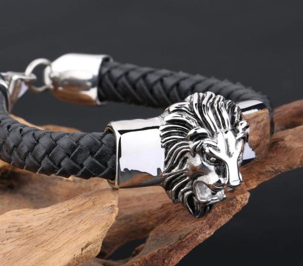 mens jewlery silver stainless steel lion head with black leather bracelet 20mm7339789
mens jewlery silver stainless steel lion head with black leather bracelet 20mm7339789
