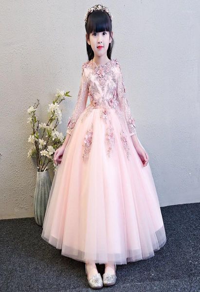 girl dresses elegant pink tulle flower dress for wedding long sleeve appliques kids party prom first communion princess9751011, Red;yellow
girl dresses elegant pink tulle flower dress for wedding long sleeve appliques kids party prom first communion princess9751011, Red;yellow