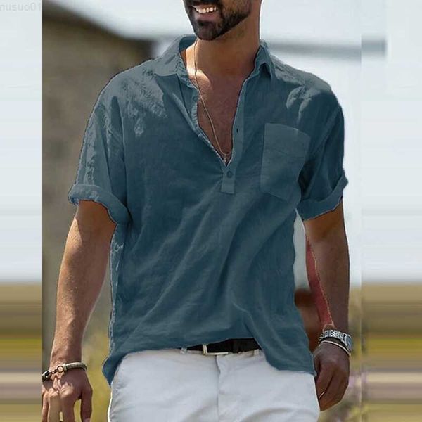 men's casual shirts leisure solid color cotton linen shirts mens summer short sleeve buttoned turn-down collar casual men clothes loos, White;black
men's casual shirts leisure solid color cotton linen shirts mens summer short sleeve buttoned turn-down collar casual men clothes loos, White;black