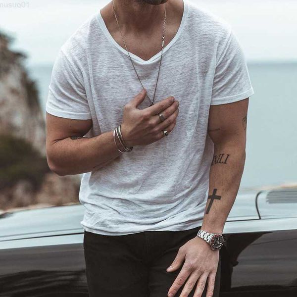 men's t-shirts summer ultra-thin mens t-shirt solid loose round neck lazy male tee casual short-sleeved tshirts streetwear for men l23, White;black
men's t-shirts summer ultra-thin mens t-shirt solid loose round neck lazy male tee casual short-sleeved tshirts streetwear for men l23, White;black