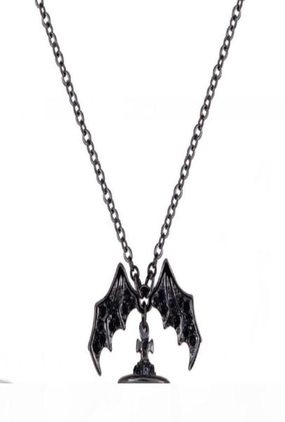 queen mother demon evil titanium black wings diamond saturn necklace super cool punk bat silver chains jewelry mala beads necklace4306428
